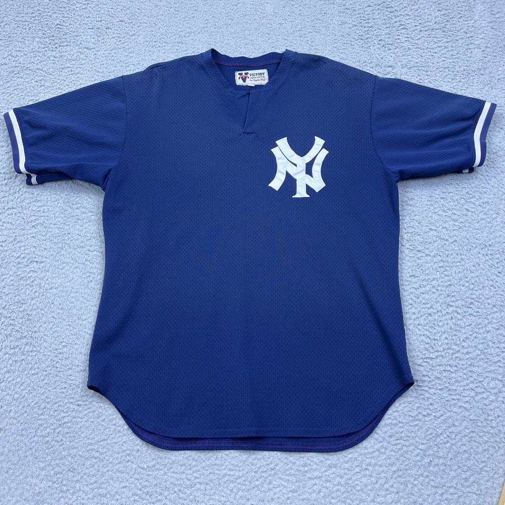 VTG 90s New York Yankees‎ Mickey Mantle #7 Victory Jersey MLB Blue 44